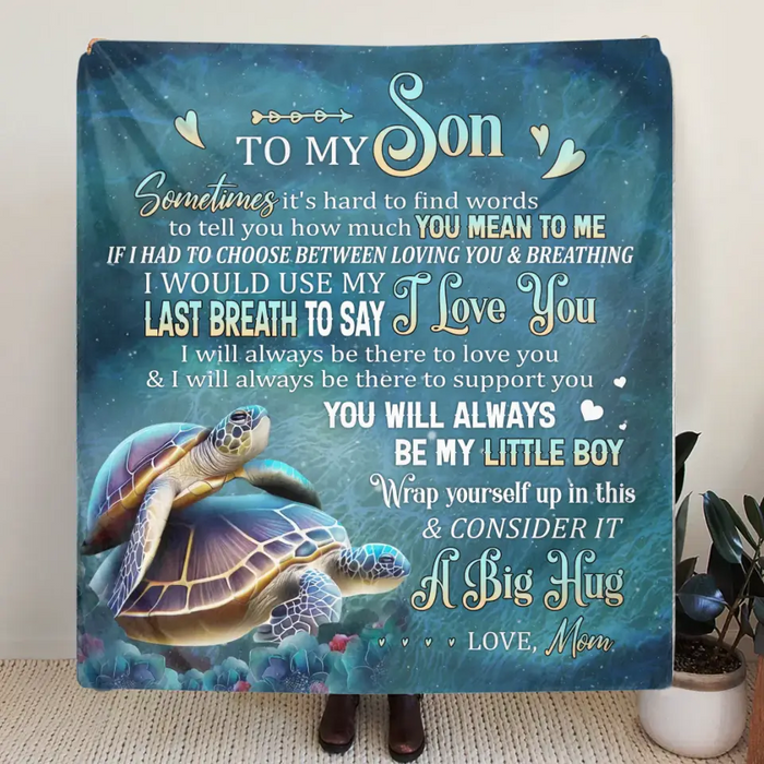 To My Son/Daughter Single Layer Fleece/ Quilt - Gift Idea From Mom To Son/Daughter, Birthday Gift - Wrap Yourself Up In This & Consider It A Big Hug