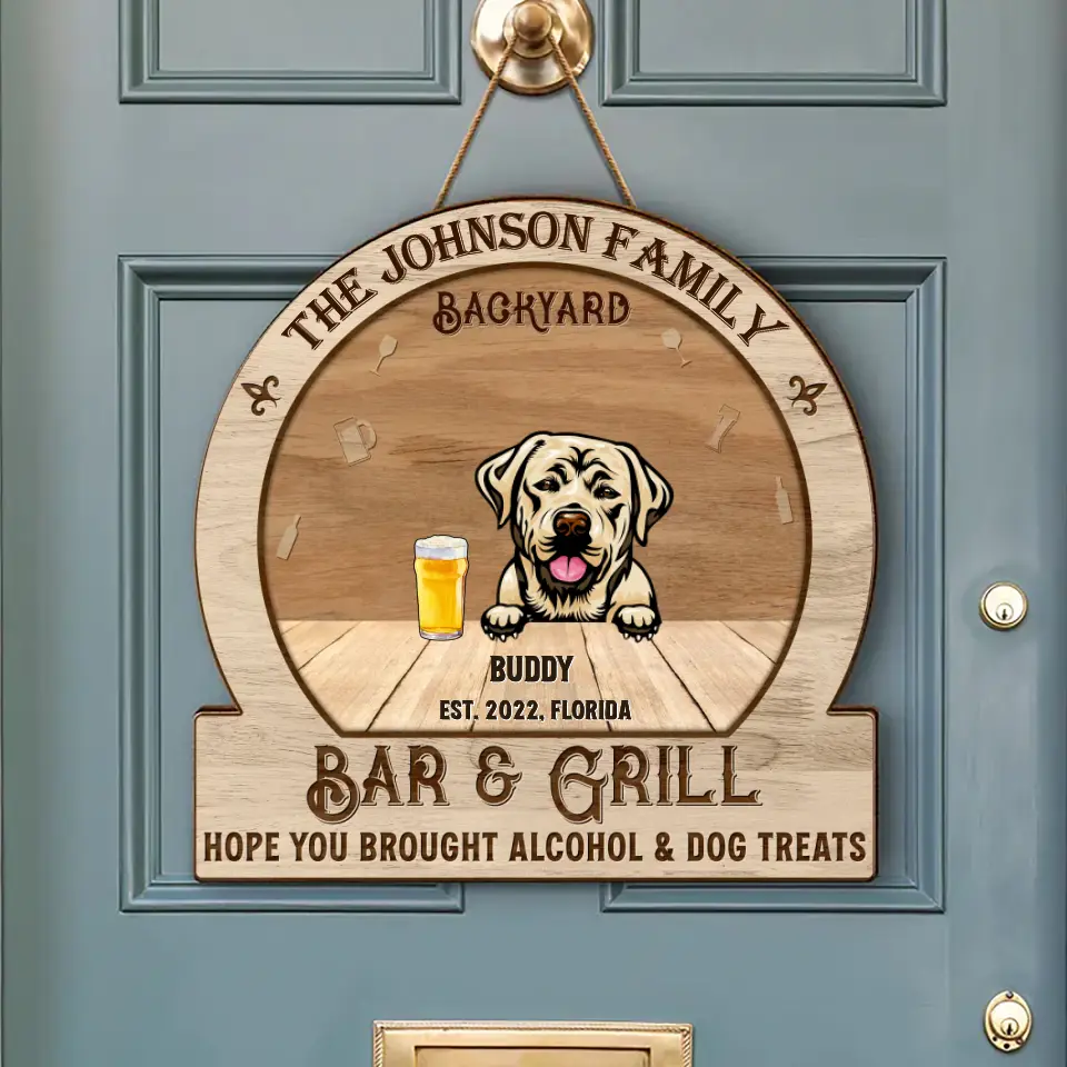 Personalized Dog Wooden Sign - Up to 6 Dogs - Gift Idea For Dog Lover - Ring The Bell Win My Dogs