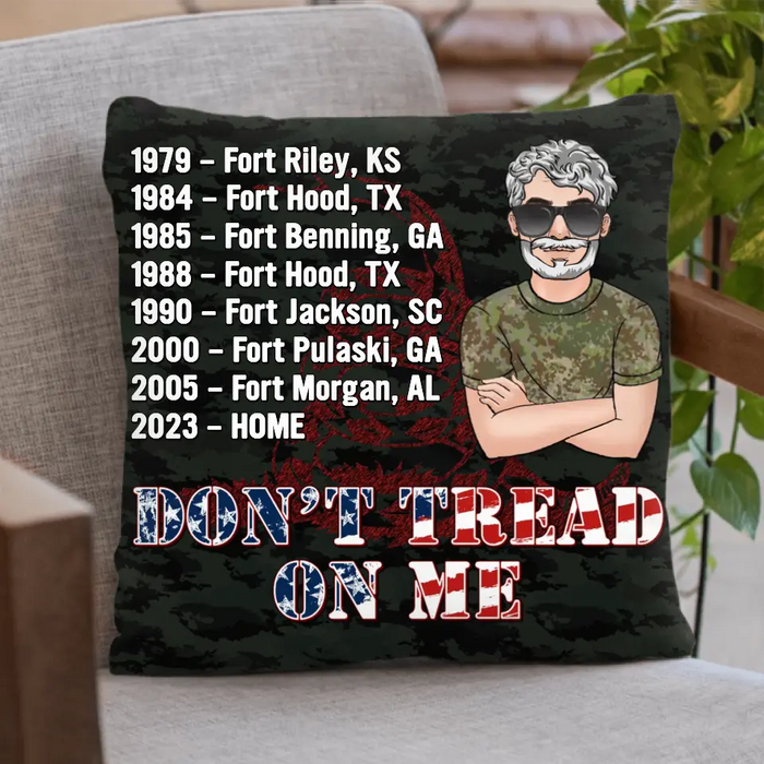 Custom Personalized Veteran Pillow Cover - Gift Idea For Veteran/Father's Day - Don't Tread On Me
