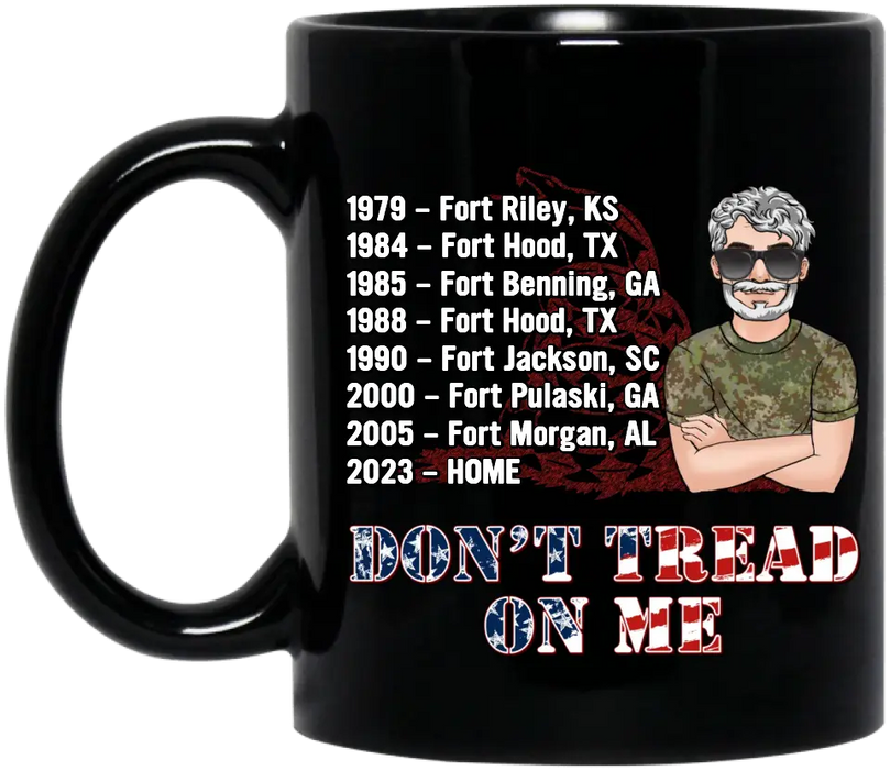 Custom Personalized Veteran Coffee Mug - Gift Idea For Veteran/Father's Day - Don't Tread On Me