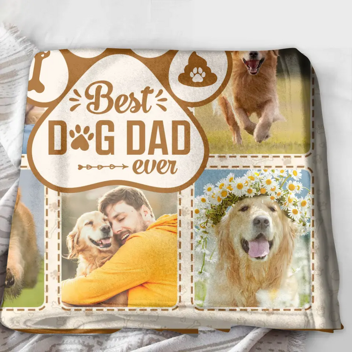 Custom Personalized Dog Dad Single Layer Fleece/ Quilt Blanket - Upload Photos - Father's Day Gift Idea for Dog Owners - Best Dog Dad Ever