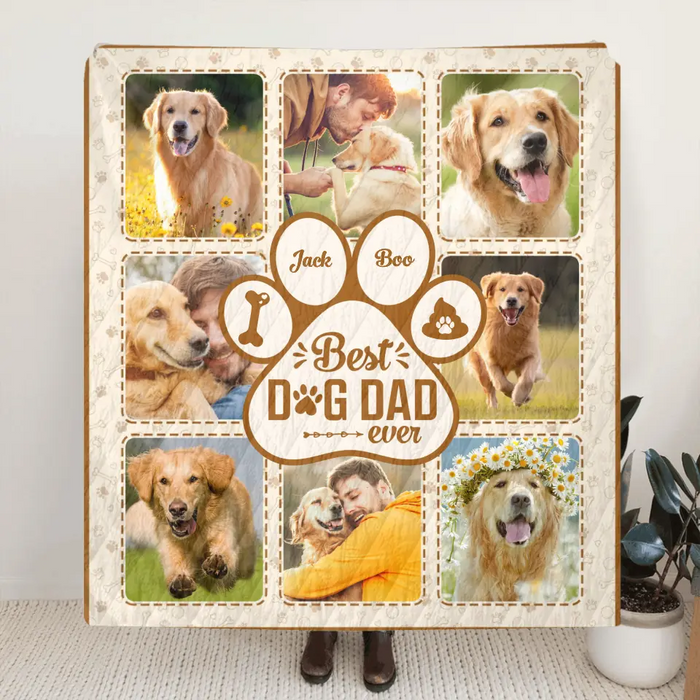 Custom Personalized Dog Dad Single Layer Fleece/ Quilt Blanket - Upload Photos - Father's Day Gift Idea for Dog Owners - Best Dog Dad Ever