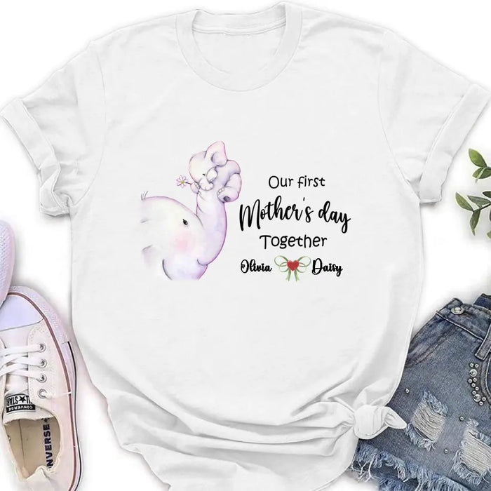 Custom Personalized Elephant Baby Onesie/T-Shirt - Gift Idea for Baby/Mother's Day - Our First Mother's Day Together