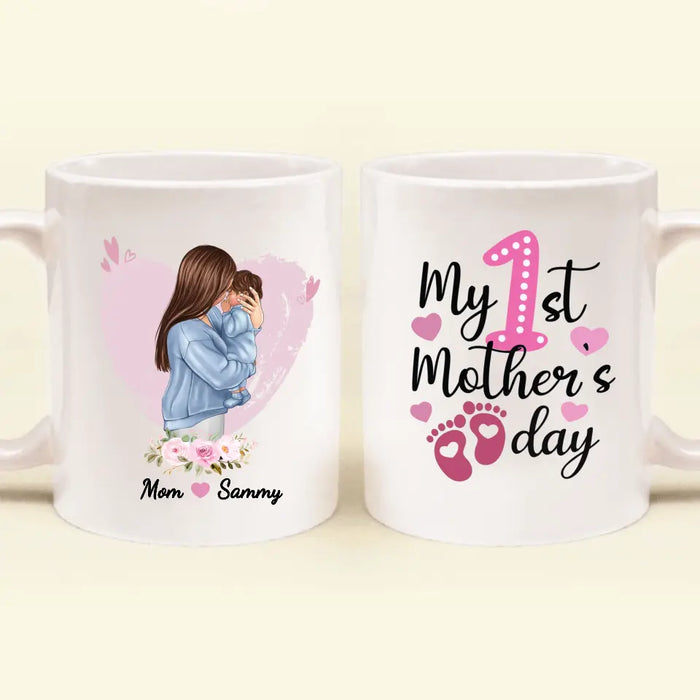 Custom Personalized Mother Coffee Mug - Mother's Day Gift Idea - My 1st Mother's Day