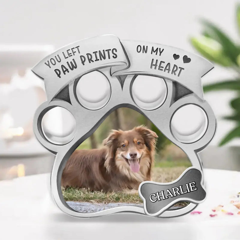 Personalized Memorial Dog Photo Acrylic Plaque - Mother's Day/Father's Day Gift Idea for Dog Owners - You Left Paw Prints On My Heart