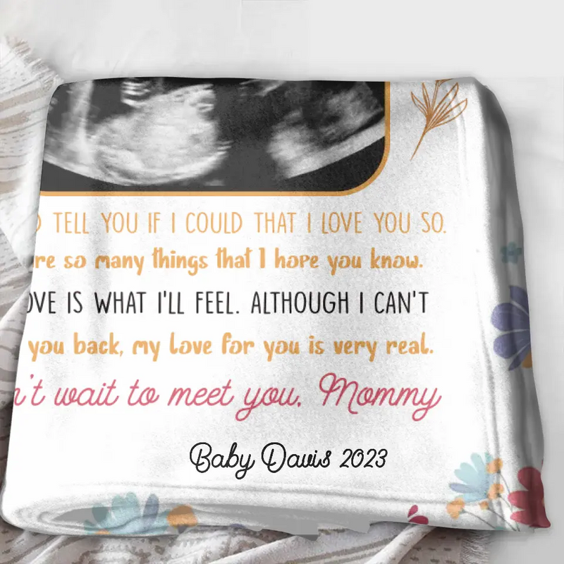 Personalized Mother's Day Fleece Throw Blanket/Quilt - Upload Photo - I Can't Wait To Meet You, Mommy