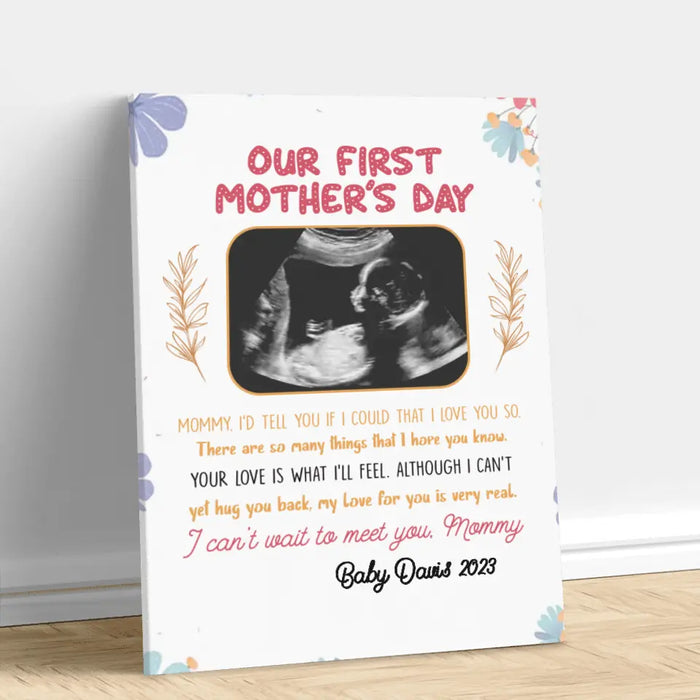 Personalized Mother's Day Vertical Canvas - Upload Photo - I Can't Wait To Meet You, Mommy