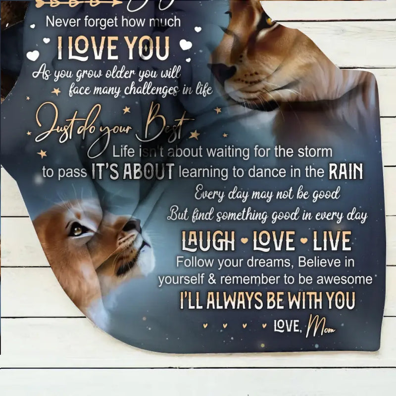Personalized Lion Fleece Throw Blanket/Quilt - Gift Idea For Mother's Day/Father's Day - Never Forget How Much I Love You