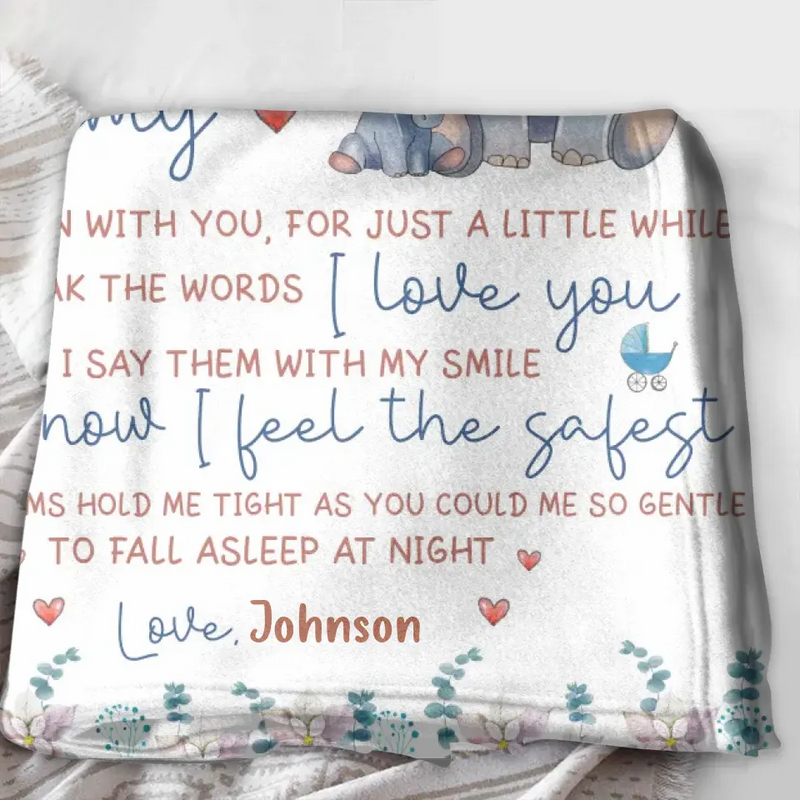 Personalized Elephant Quilt/Fleece Throw Blanket - Gift Idea For Mother's Day - To My Mommy I've Only Been Your Little One For Just A Little While