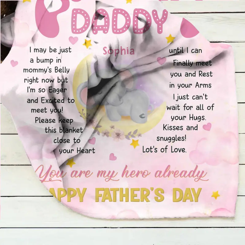 Personalized Father's Day Fleece Throw Blanket/Quilt - Gift Idea For Father's Day - You Are My Hero Already