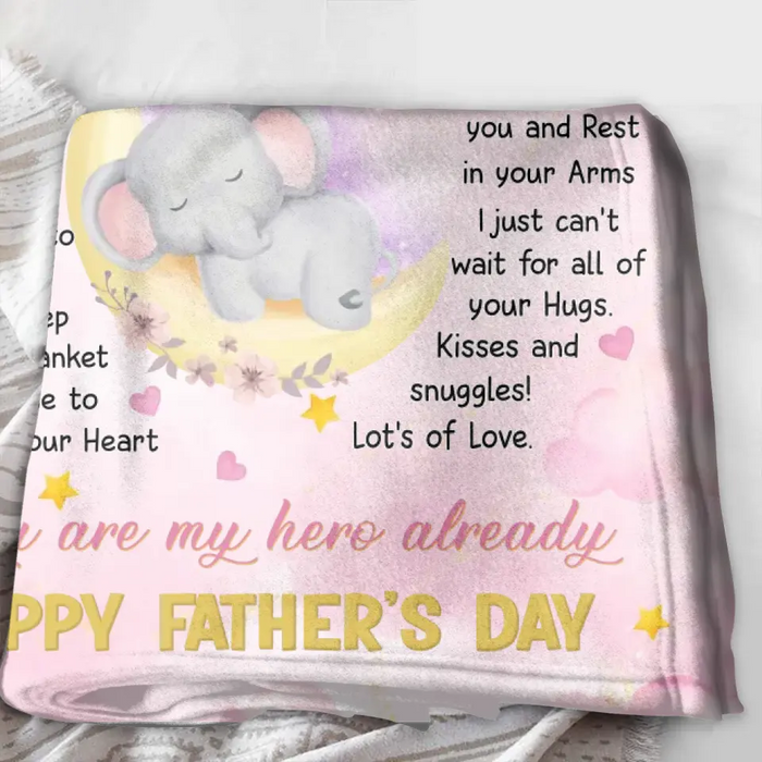 Personalized Father's Day Quilt/ Single Layer Fleece Blanket - Gift Idea For Father's Day 2023 - You Are My Hero Already