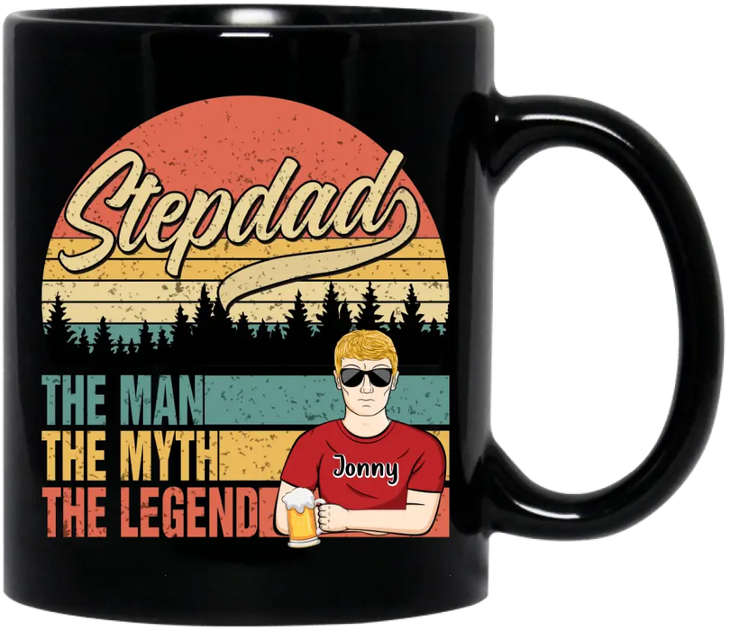 Custom Personalized Stepdad Coffee Mug - Father's Day Gift Idea for Stepdad - The Man The Myth The Legend