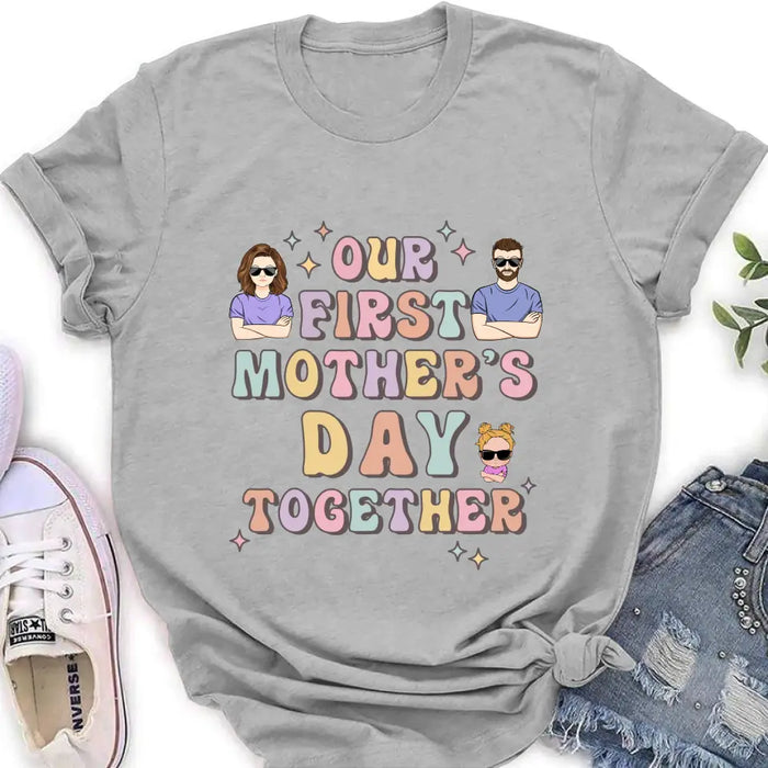 Custom Personalized Family Baby Onesie/Kid T-Shirt/T-Shirt - Upto 3 Children - Gift Idea for Family/Mother's Day - Our First Mother's Day Together