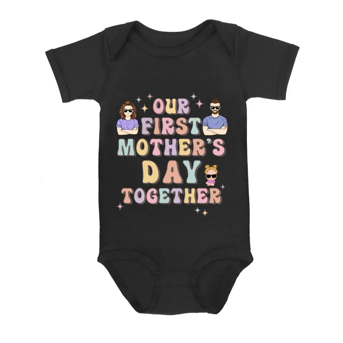 Custom Personalized Family Baby Onesie/Kid T-Shirt/T-Shirt - Upto 3 Children - Gift Idea for Family/Mother's Day - Our First Mother's Day Together