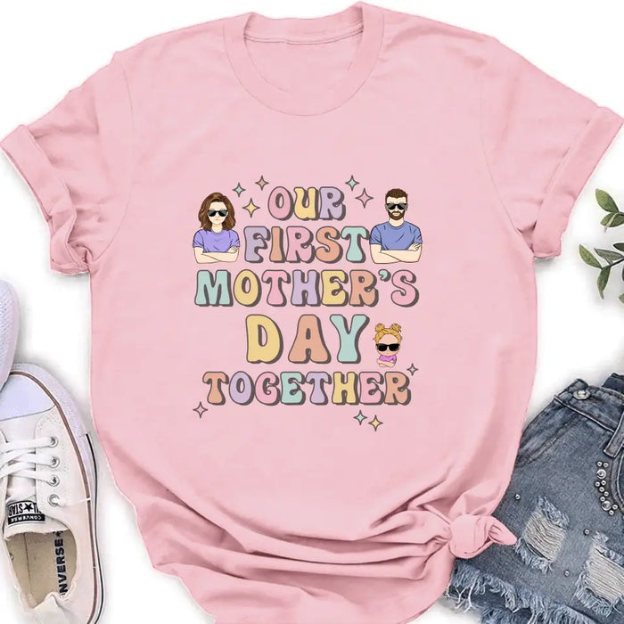 Custom Personalized Family Baby Onesie/Kid T-Shirt/T-Shirt - Upto 3 Children - Gift Idea for Family/Mother's Day - Our First Mother's Day Together