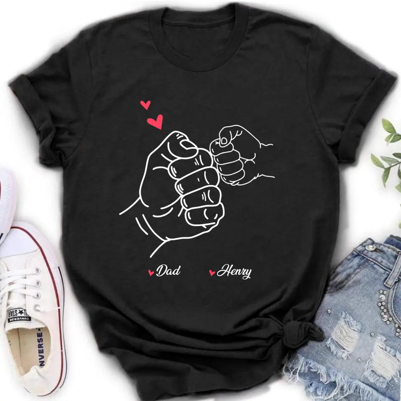 Personalized Papa & Kids Fist Bump Shirt/Hoodie - Father's Day Gift Idea For Father From Kid - Custom Up to 7 Kids' Name