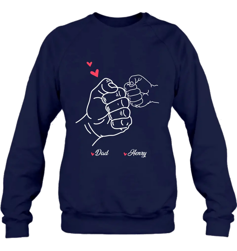Personalized Papa & Kids Fist Bump Shirt/Hoodie - Father's Day Gift Idea For Father From Kid - Custom Up to 7 Kids' Name
