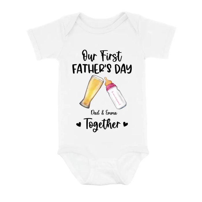 Custom Personalized Baby Onesie/T-Shirt - Father's Day Gift Idea For Baby/Dad - Our First Father's Day Together