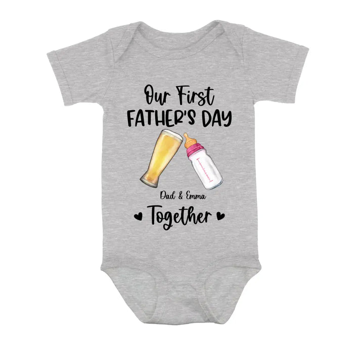 Custom Personalized Baby Onesie/T-Shirt - Father's Day Gift Idea For Baby/Dad - Our First Father's Day Together