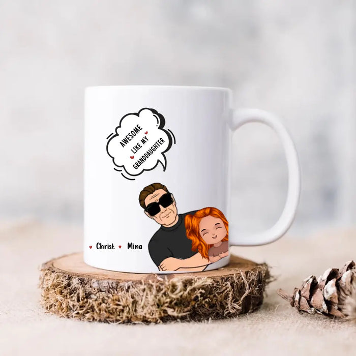 Custom Personalized Grandpa Coffee Mug - Up to 3 Granddaughters - Father's Day Gift for Grandpa - Awesome Like My Granddaughter
