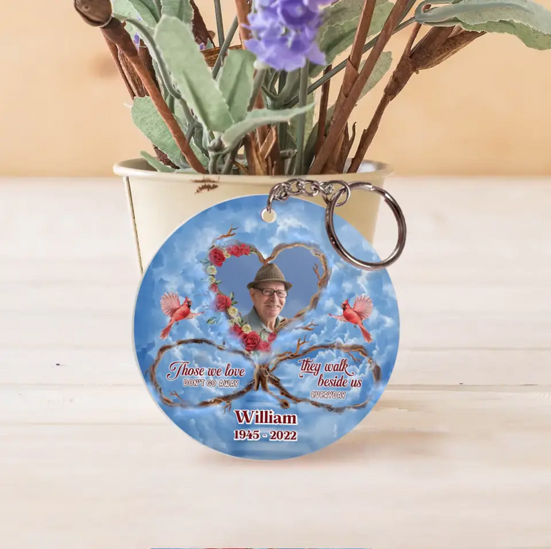 Personalized Memorial Photo Acrylic Keychain - Memorial Gift Idea For Mother's Day/Father's Day - Those We Love Don't Go Away They Walk Beside Us Everyday