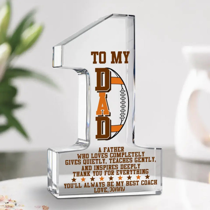 Personalized Dad Acrylic Plaque - Father's Day Gift Idea for Rugby Football Lovers - To My Dad