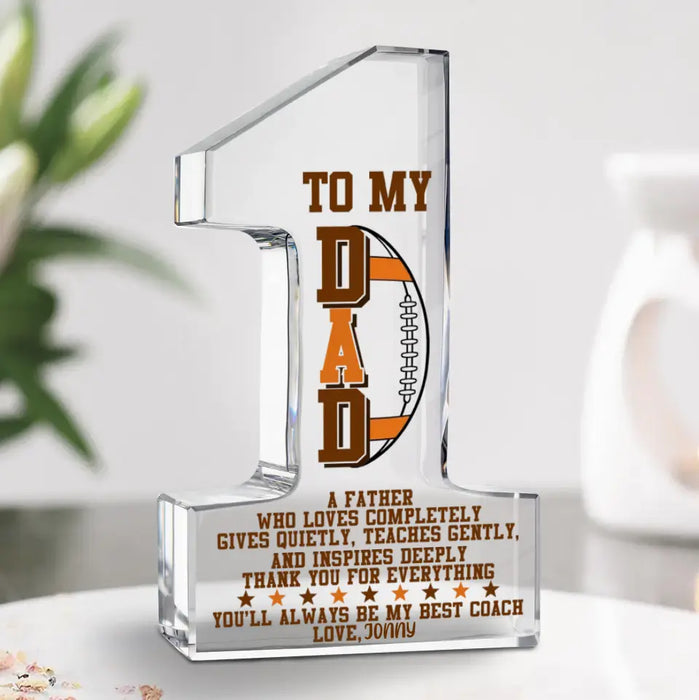 Custom Personalized Dad Acrylic Plaque - Father's Day Gift Idea for Rugby Football Lovers - To My Dad