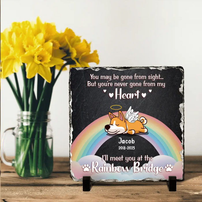 Custom Personalized Memorial Dog Lithograph - Memorial Gift Idea for Dog Lover/Mother's Day/ Father's Day - I'll Meet You At The Rainbow Bridge