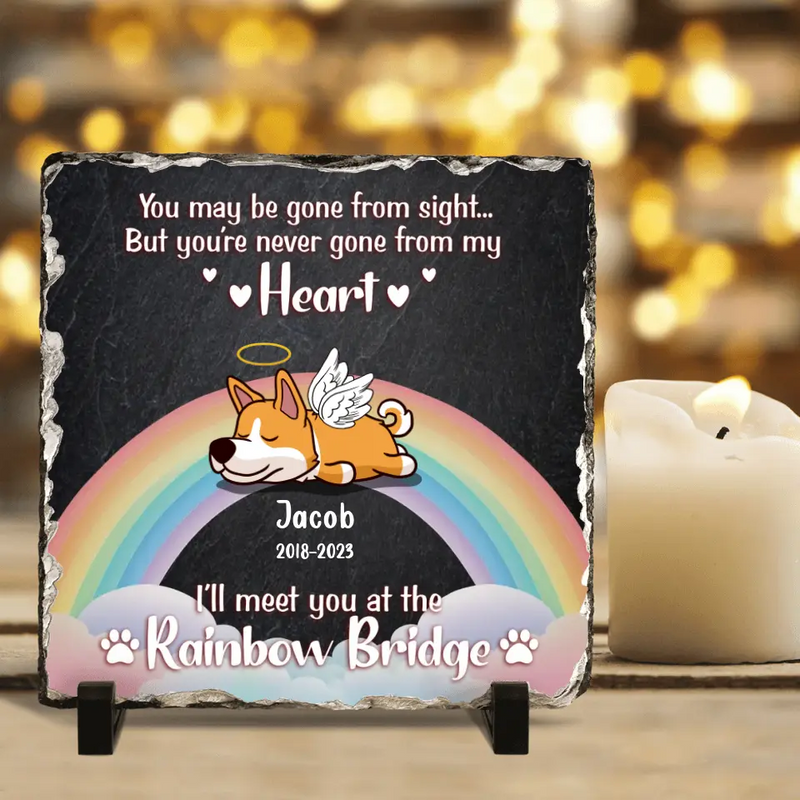 Personalized Memorial Dog Lithograph - Memorial Gift Idea for Dog Lover/Mother's Day/Father's Day - I'll Meet You At The Rainbow Bridge