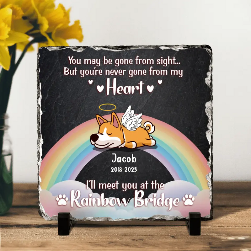 Personalized Memorial Dog Lithograph - Memorial Gift Idea for Dog Lover/Mother's Day/Father's Day - I'll Meet You At The Rainbow Bridge