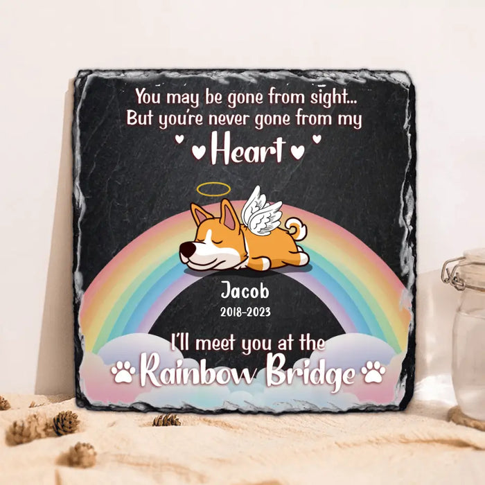 Custom Personalized Memorial Dog Lithograph - Memorial Gift Idea for Dog Lover/Mother's Day/ Father's Day - I'll Meet You At The Rainbow Bridge