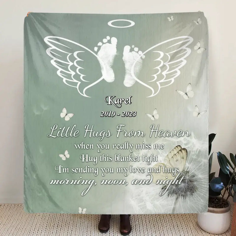 Personalized Baby In Heaven Quilt/Fleece Throw Blanket - Memorial Gift Idea for Mother's Day/Father's Day - Little Hugs From Heaven