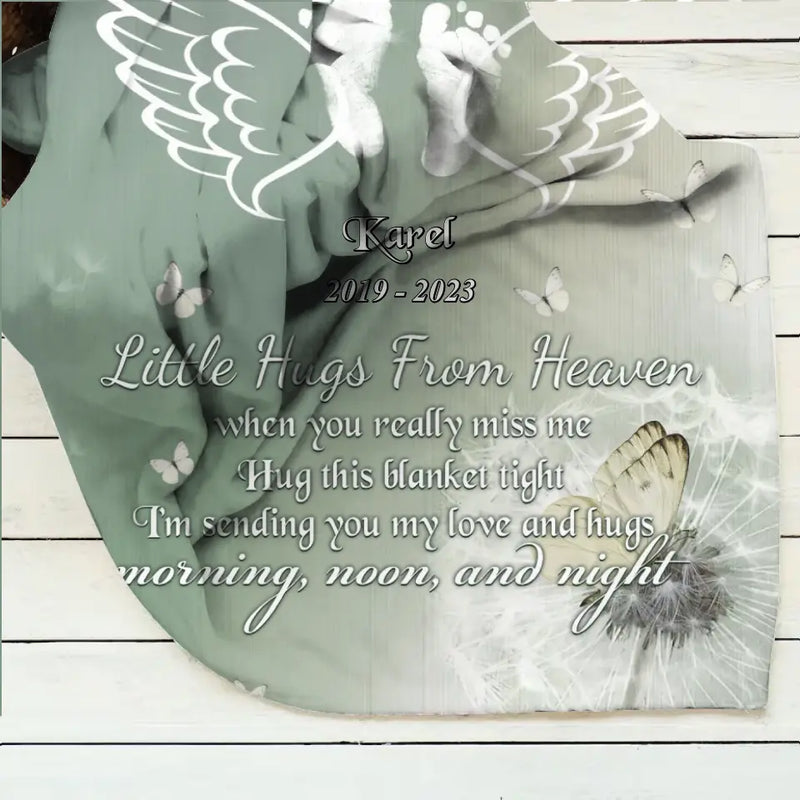 Personalized Baby In Heaven Quilt/Fleece Throw Blanket - Memorial Gift Idea for Mother's Day/Father's Day - Little Hugs From Heaven