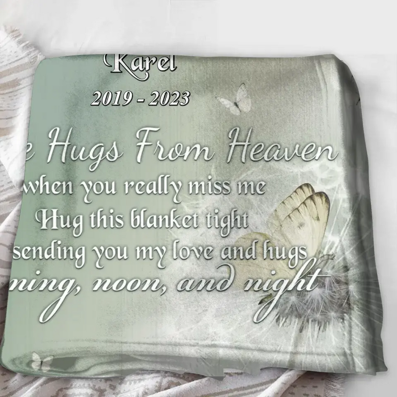 Personalized Baby In Heaven Quilt/Fleece Throw Blanket - Memorial Gift Idea for Mother's Day/Father's Day - Little Hugs From Heaven
