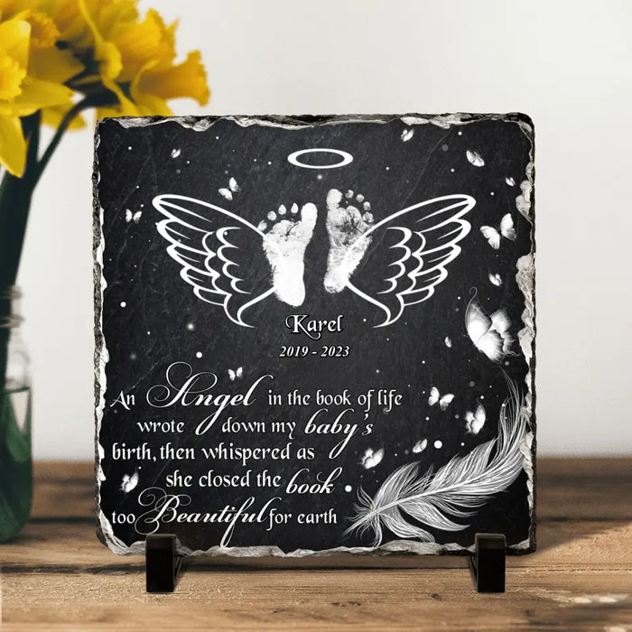 Custom Personalized Baby In Heaven Square Lithograph - Memorial Gift Idea for Mother's Day/Father's Day - An Angel In The Book Of Life Wrote Down My Baby's Birth