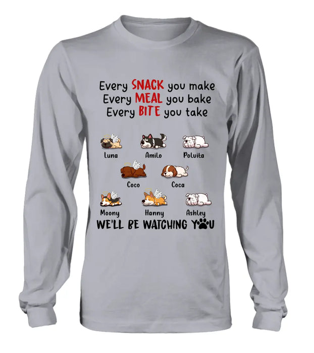 Custom Personalized Dogs T-shirt/ Long Sleeve/ Sweatshirt/ Hoodie - Gift Idea For Dog Lovers - Upto 8 Dogs - We'll Be Watching You