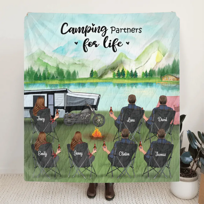 Personalized Camping Blanket - Gift For Camping Lovers with 7 Adults - Camping Partners For Life