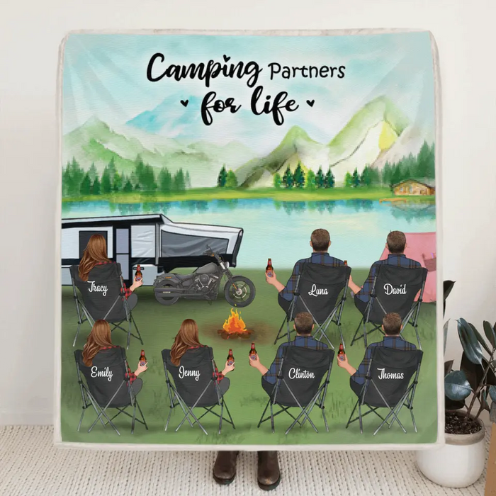 Personalized Camping Blanket - Gift For Camping Lovers with 7 Adults - Camping Partners For Life