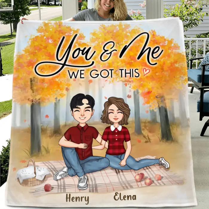 Custom Personalized Couple Single Layer Fleece/ Quilt Blanket - Anniversary Gift Idea For Couple/ Mother's Day/ Father's Day - You & Me We Got This