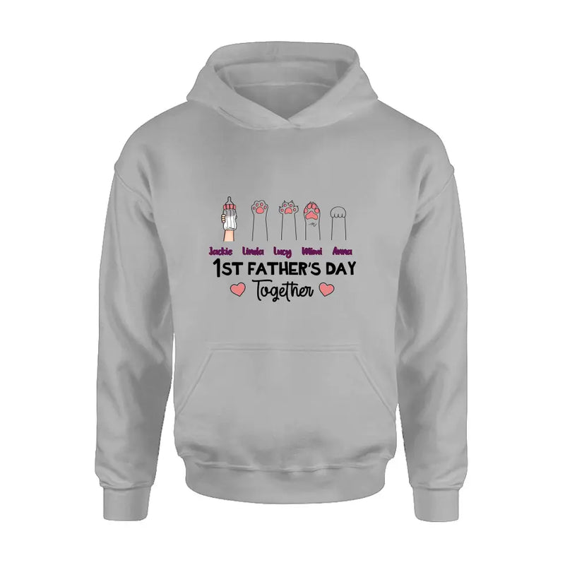 Personalized First Father's Day Shirt/Hoodie/Long sleeve/Sweatshirt - Gift Idea For Father's Day - Up to 5 Hands - 1st Father's Day Together