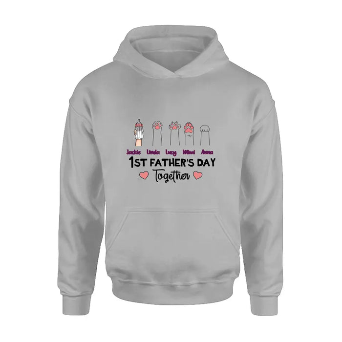 Custom Personalized First Father's Day Shirt/Hoodie/Long sleeve/Sweatshirt - Gift Idea For Father's Day - Upto 5 Hands - 1st Father's Day Together