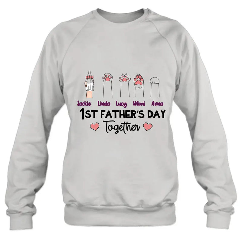 Personalized First Father's Day Shirt/Hoodie/Long sleeve/Sweatshirt - Gift Idea For Father's Day - Up to 5 Hands - 1st Father's Day Together