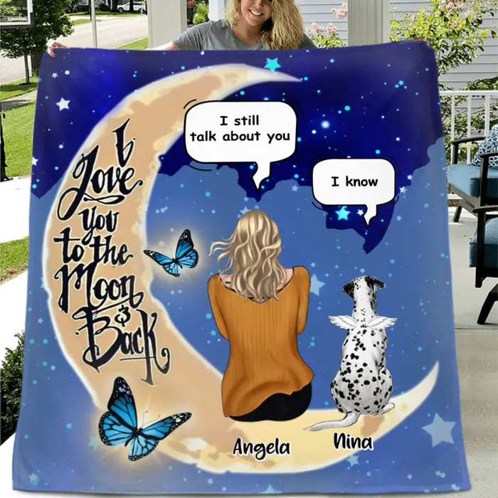 Custom Personalized Memorial Pet Blanket - Best Gift For Dog/Cat Lover - I Love You To The Moon & Back