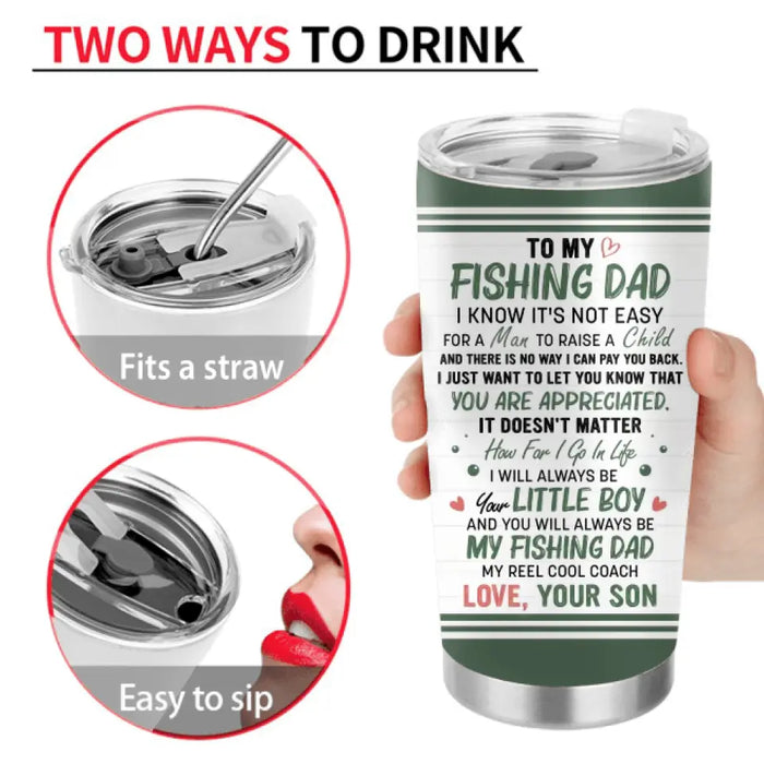 Personalized Fishing Tumbler 20oz - Gift Idea For Father's Day From Son/Daughter - My Happiness Is A Fishing Trip With You