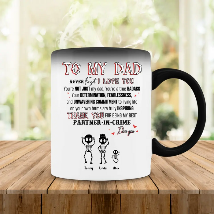 Custom Personalized Family Color Changing Beverage Mug - Parents with Upto 3 Children & 2 Pets - Gift Idea For Family/Father's Day - To My Dad
