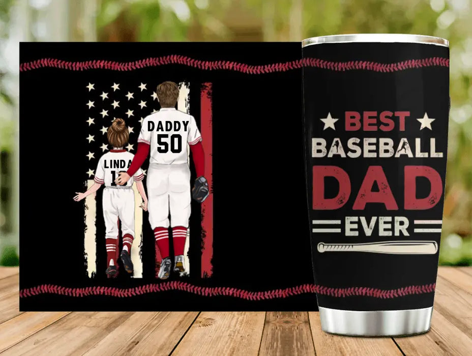 Custom Personalized Baseball Tumbler - Gift Idea For Baseball Lovers/Father's Day - Upto 3 Kids - Best Dad In The World