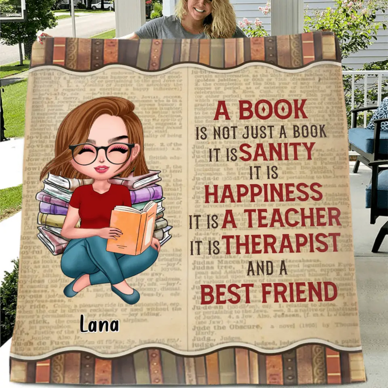 Personalized Book Girl Fleece Throw Blanket/Quilt - Gift Idea For Book Lovers - A Book Is Not Just A Book