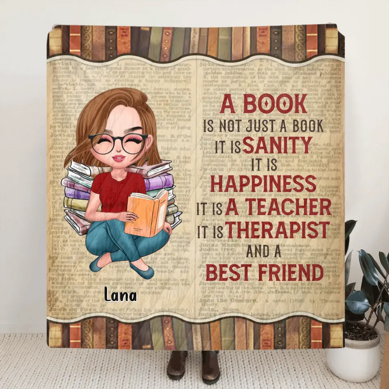 Personalized Book Girl Fleece Throw Blanket/Quilt - Gift Idea For Book Lovers - A Book Is Not Just A Book