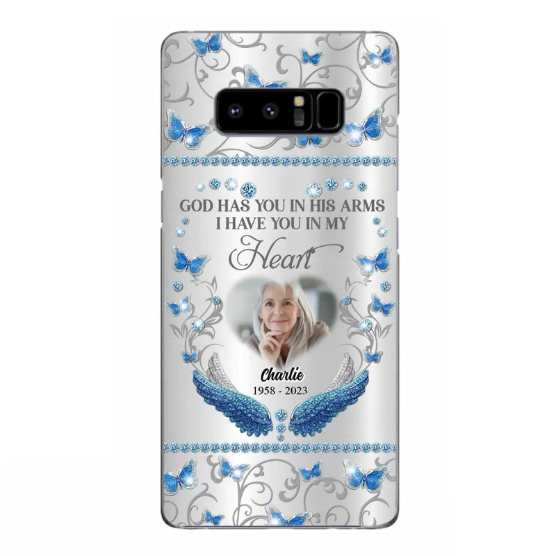 Personalized Memorial Photo Phone Case - Memorial Gift Idea for Mother's Day/Father's Day - God Has You In His Arms I Have You In My Heart - Cases For iPhone/Samsung