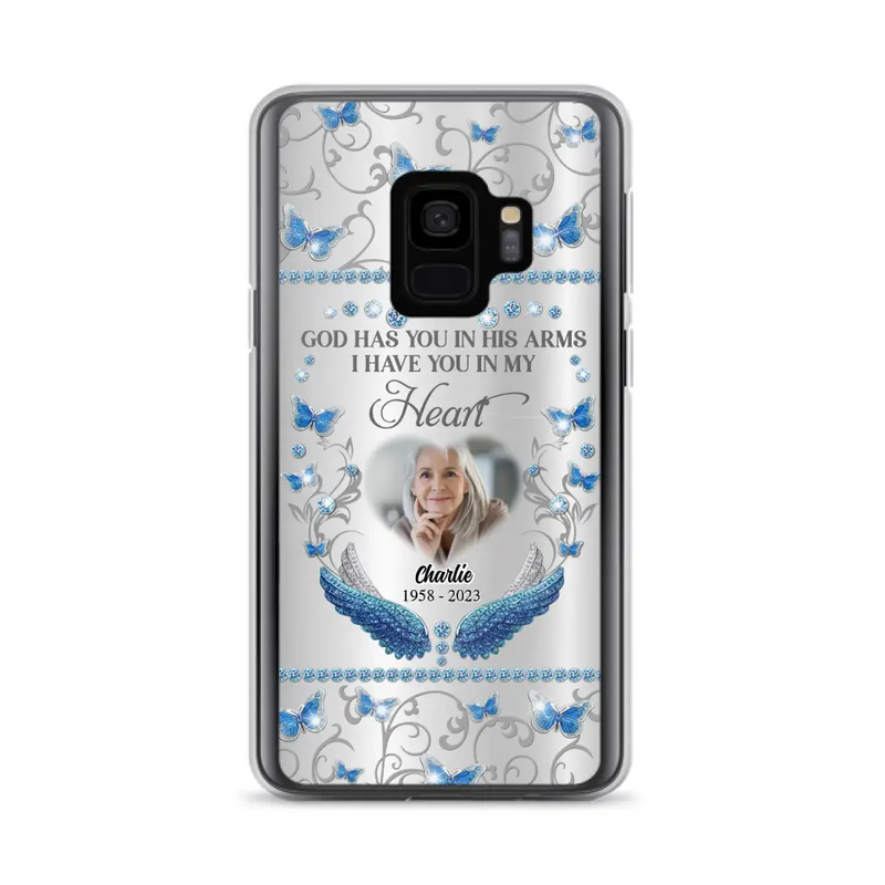 Personalized Memorial Photo Phone Case - Memorial Gift Idea for Mother's Day/Father's Day - God Has You In His Arms I Have You In My Heart - Cases For iPhone/Samsung